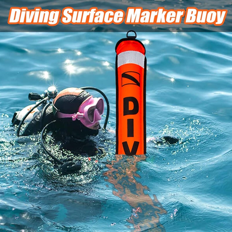 Pluzluce Diving SMB Surface Marker Buoy, High Visibility Inflatable Scuba Signal Tube with Reflective Strip, Safety Sausage Surface Signal Marker Buoy Float for Underwater Diving Snorkeling - Image 2